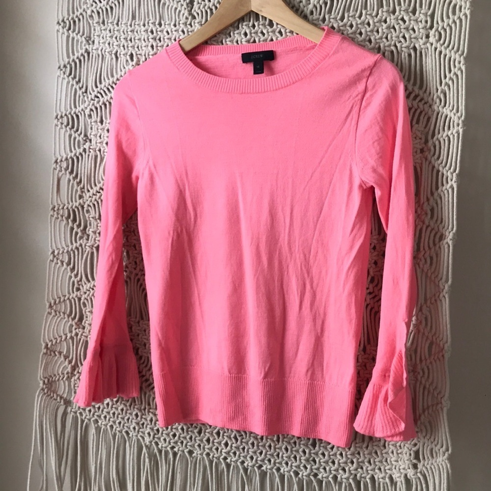 J. Crew pink pullover crew fitted sweater sz XS